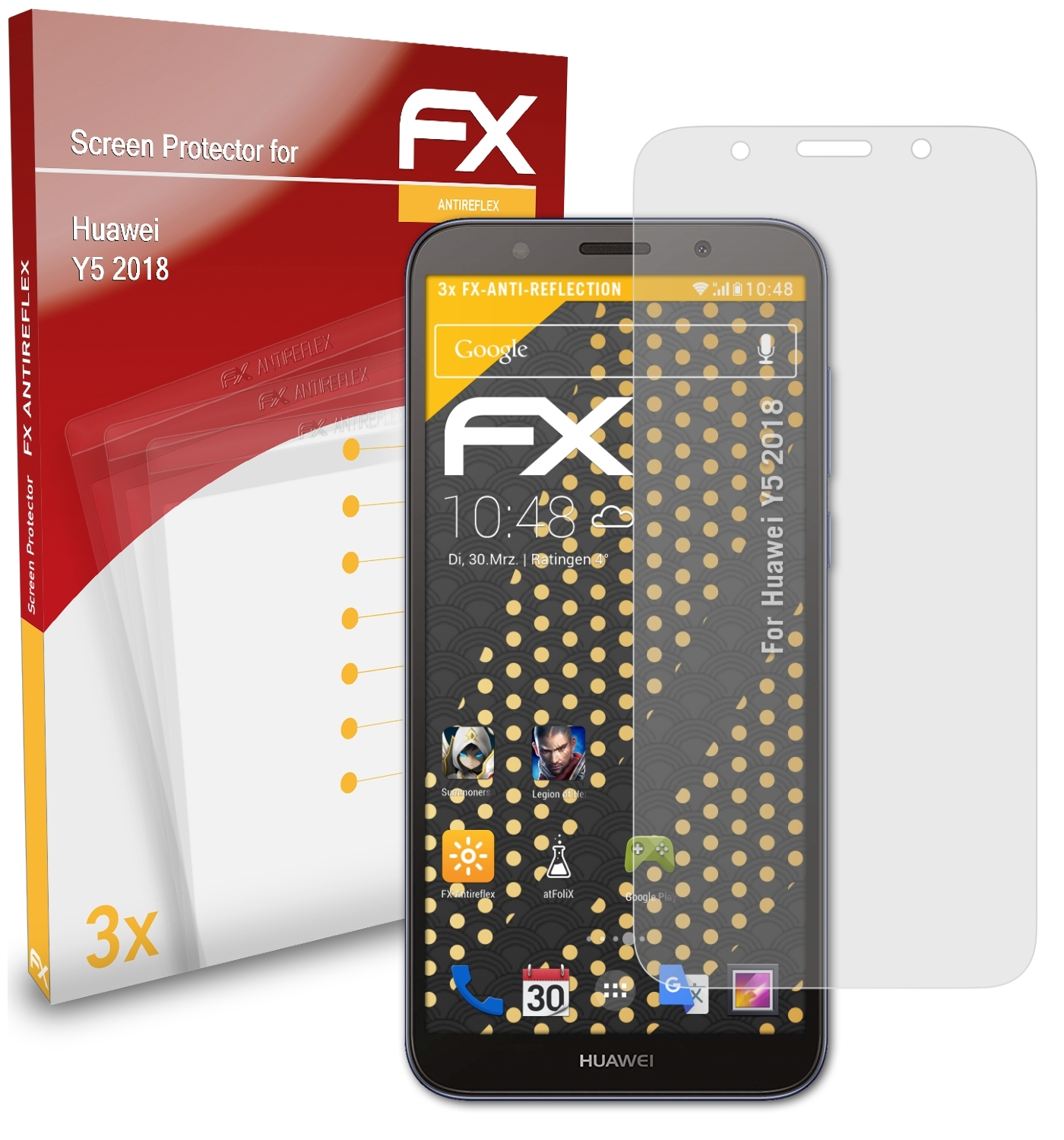 Y5 FX-Antireflex 3x ATFOLIX Displayschutz(für Huawei 2018)