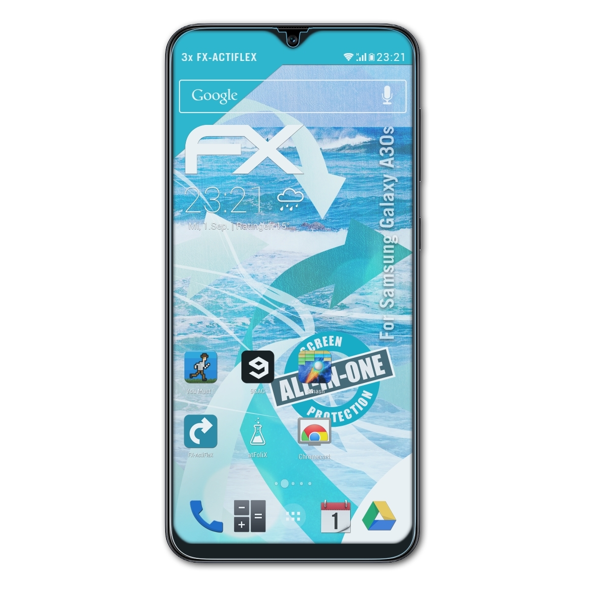 ATFOLIX Displayschutz(für Galaxy 3x FX-ActiFleX Samsung A30s)