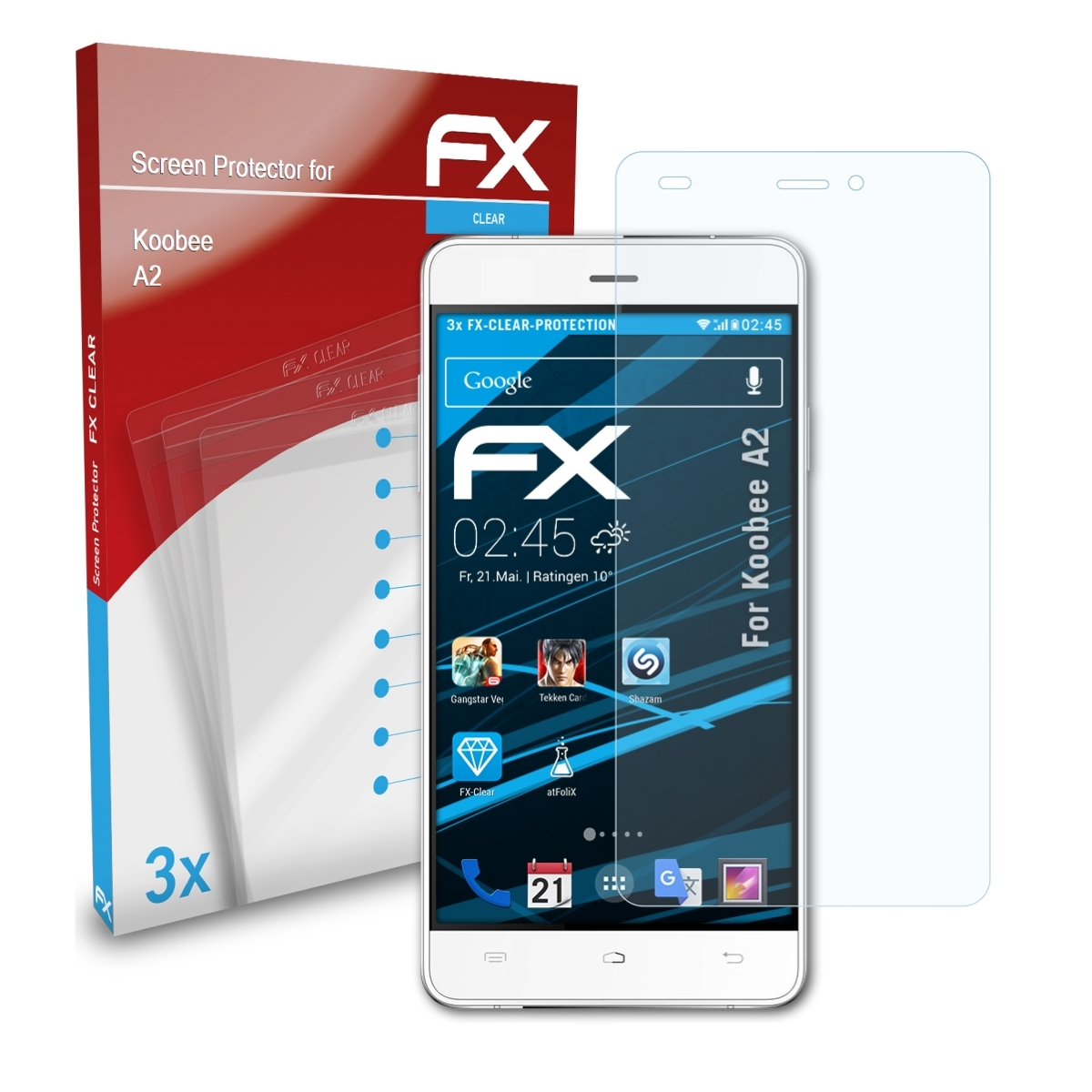 ATFOLIX 3x FX-Clear Displayschutz(für Koobee A2)