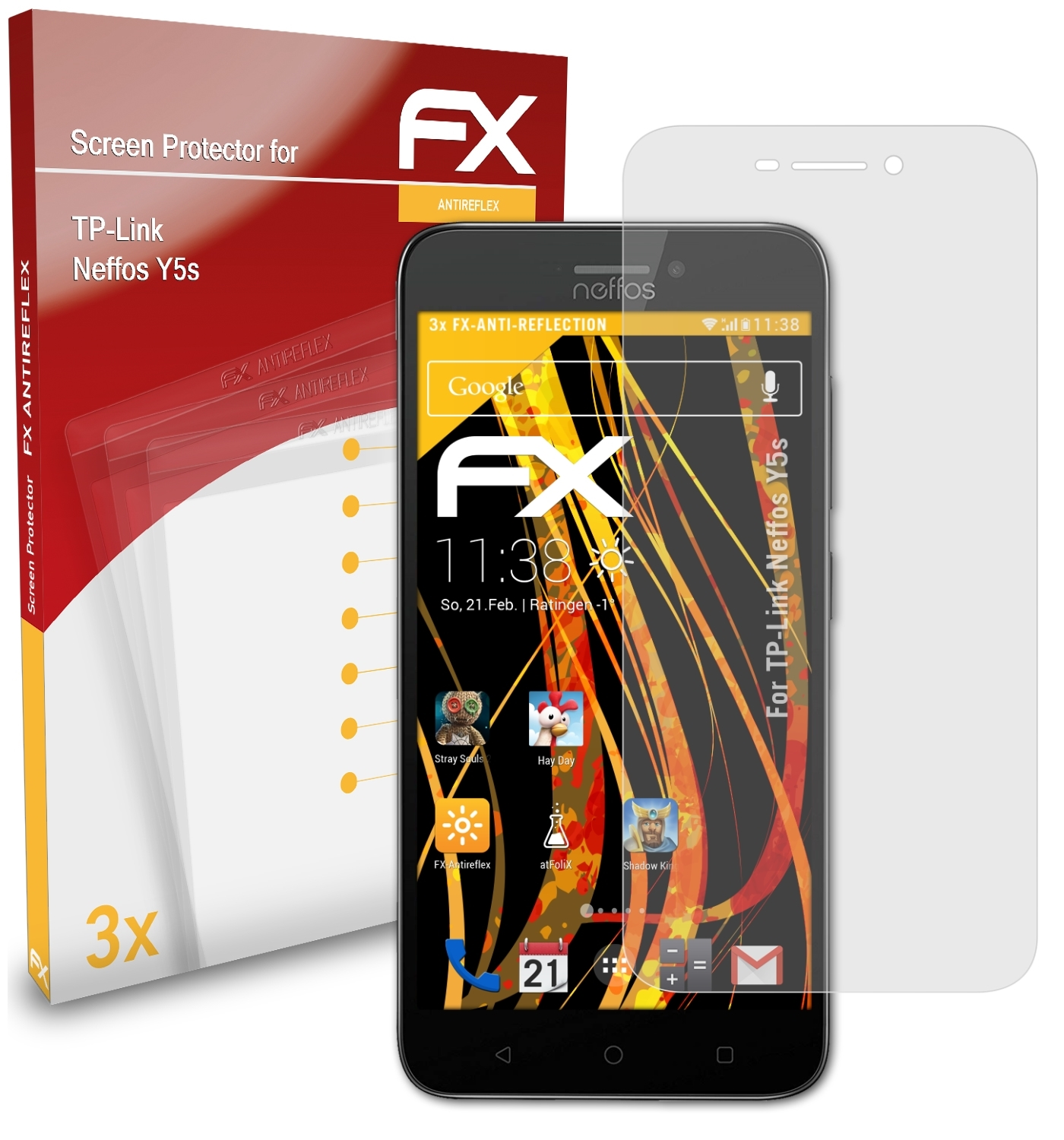 ATFOLIX 3x FX-Antireflex Y5s) TP-Link Displayschutz(für Neffos