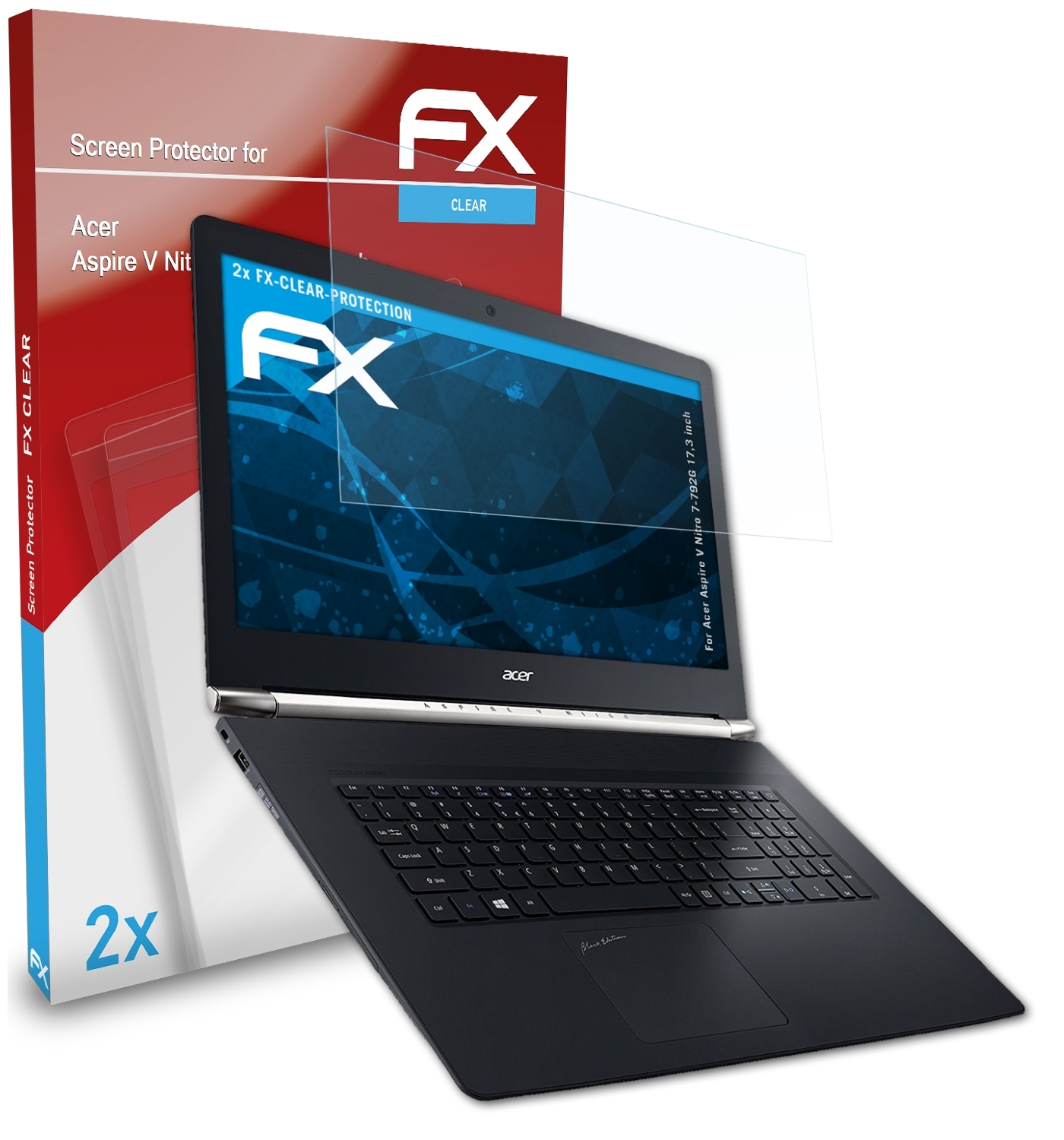 ATFOLIX 2x FX-Clear Displayschutz(für inch)) (17,3 Aspire Acer V Nitro 7-792G
