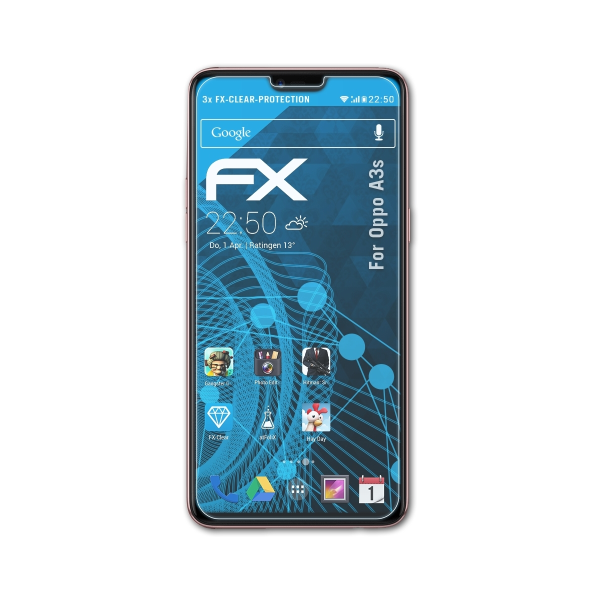 Displayschutz(für ATFOLIX Oppo 3x A3s) FX-Clear