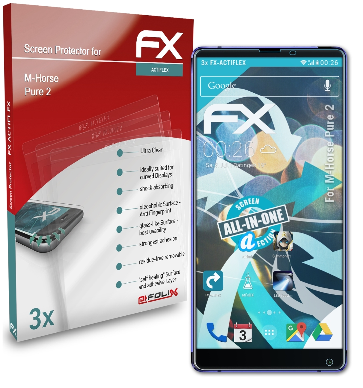 ATFOLIX 3x FX-ActiFleX Displayschutz(für M-Horse Pure 2)