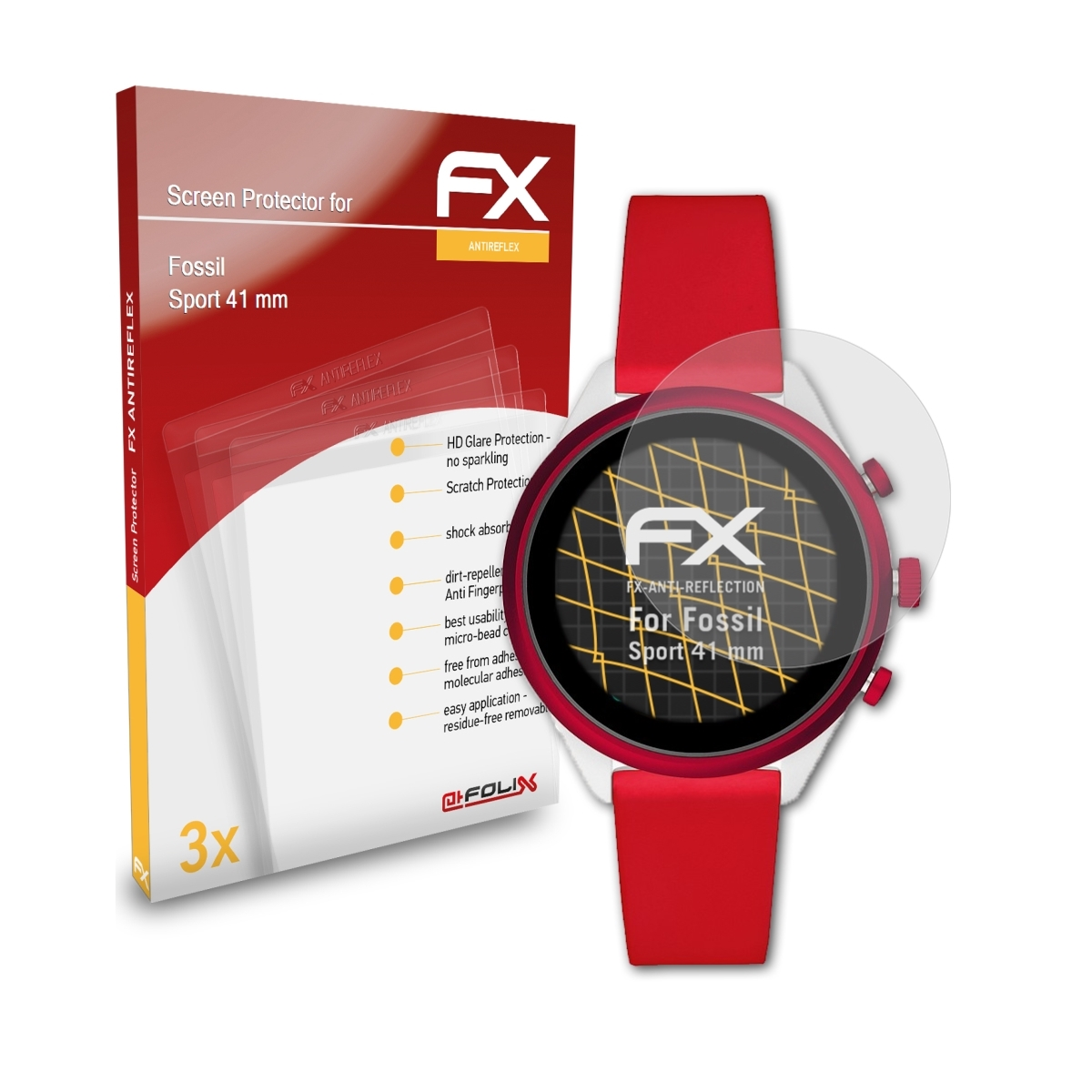 ATFOLIX 3x FX-Antireflex (41 Fossil mm)) Displayschutz(für Sport