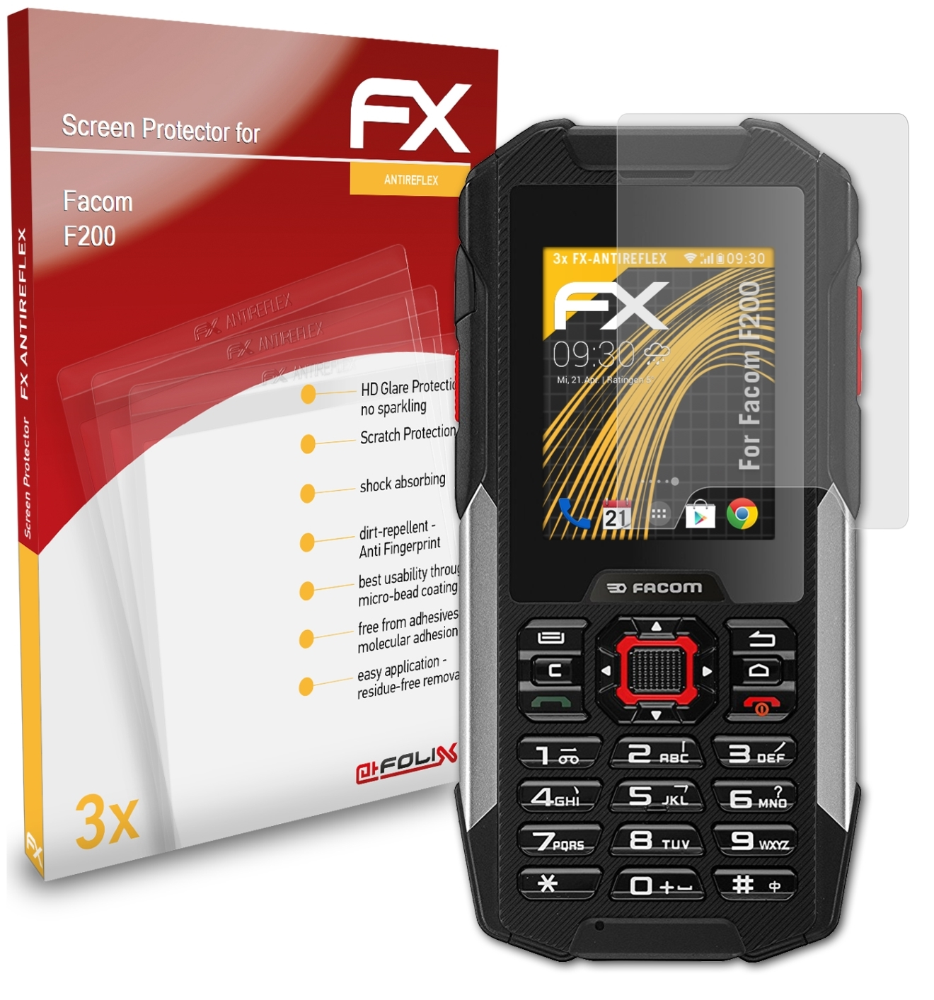 3x Facom FX-Antireflex ATFOLIX Displayschutz(für F200)