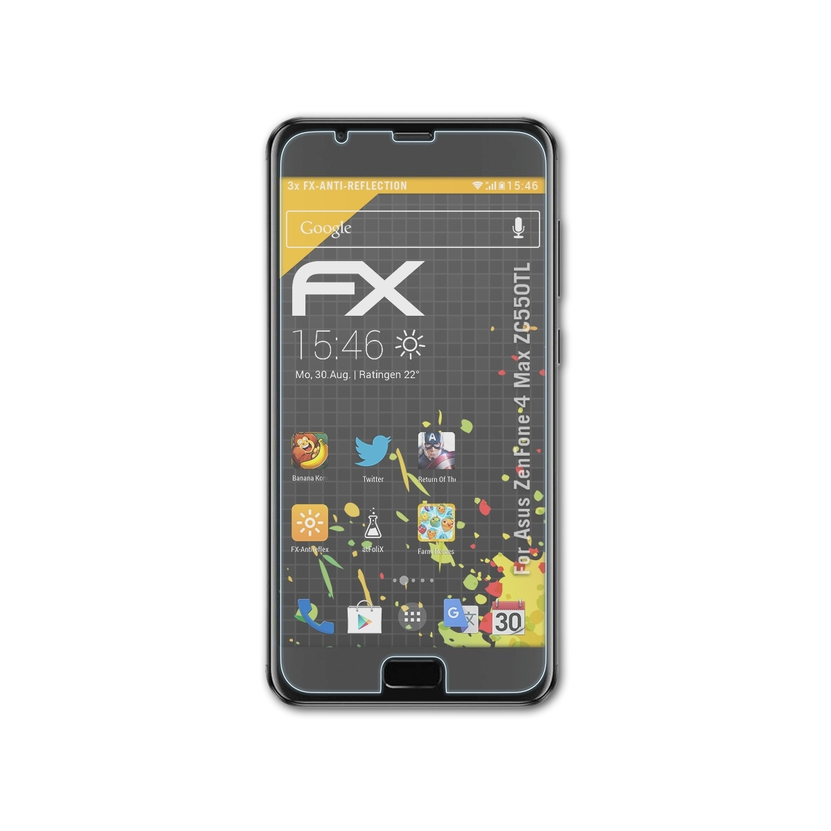 4 Max ATFOLIX FX-Antireflex Displayschutz(für Asus 3x (ZC550TL)) ZenFone