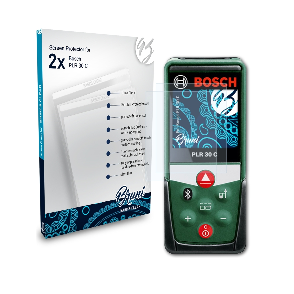 BRUNI 2x Schutzfolie(für 30 PLR Bosch C) Basics-Clear