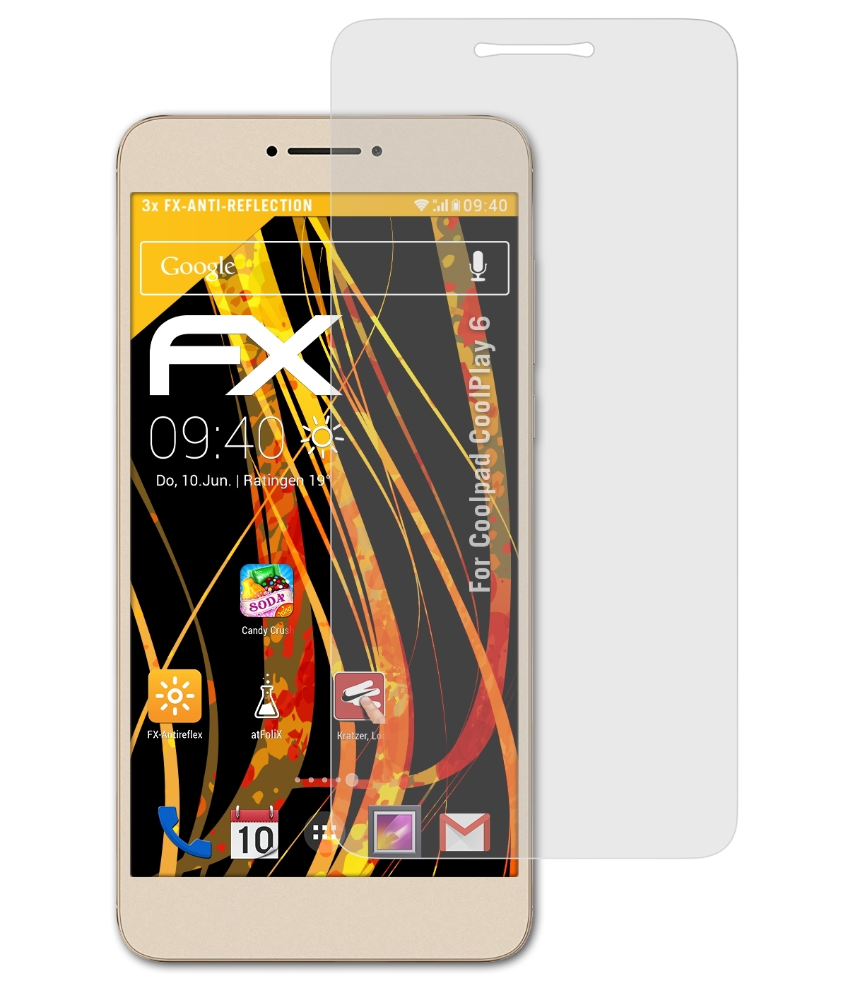 ATFOLIX 3x FX-Antireflex Displayschutz(für CoolPlay Coolpad 6)