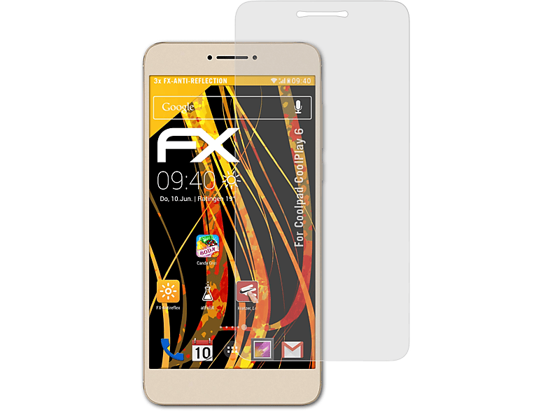 ATFOLIX 3x FX-Antireflex Displayschutz(für Coolpad CoolPlay 6)