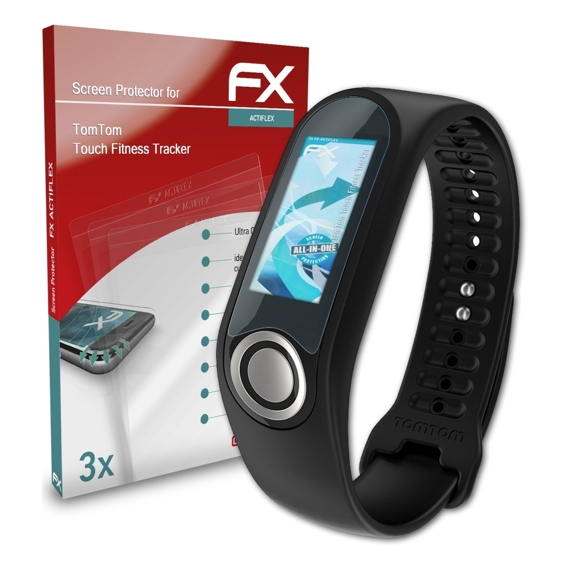 3x FX-ActiFleX TomTom Fitness Displayschutz(für Tracker) ATFOLIX Touch