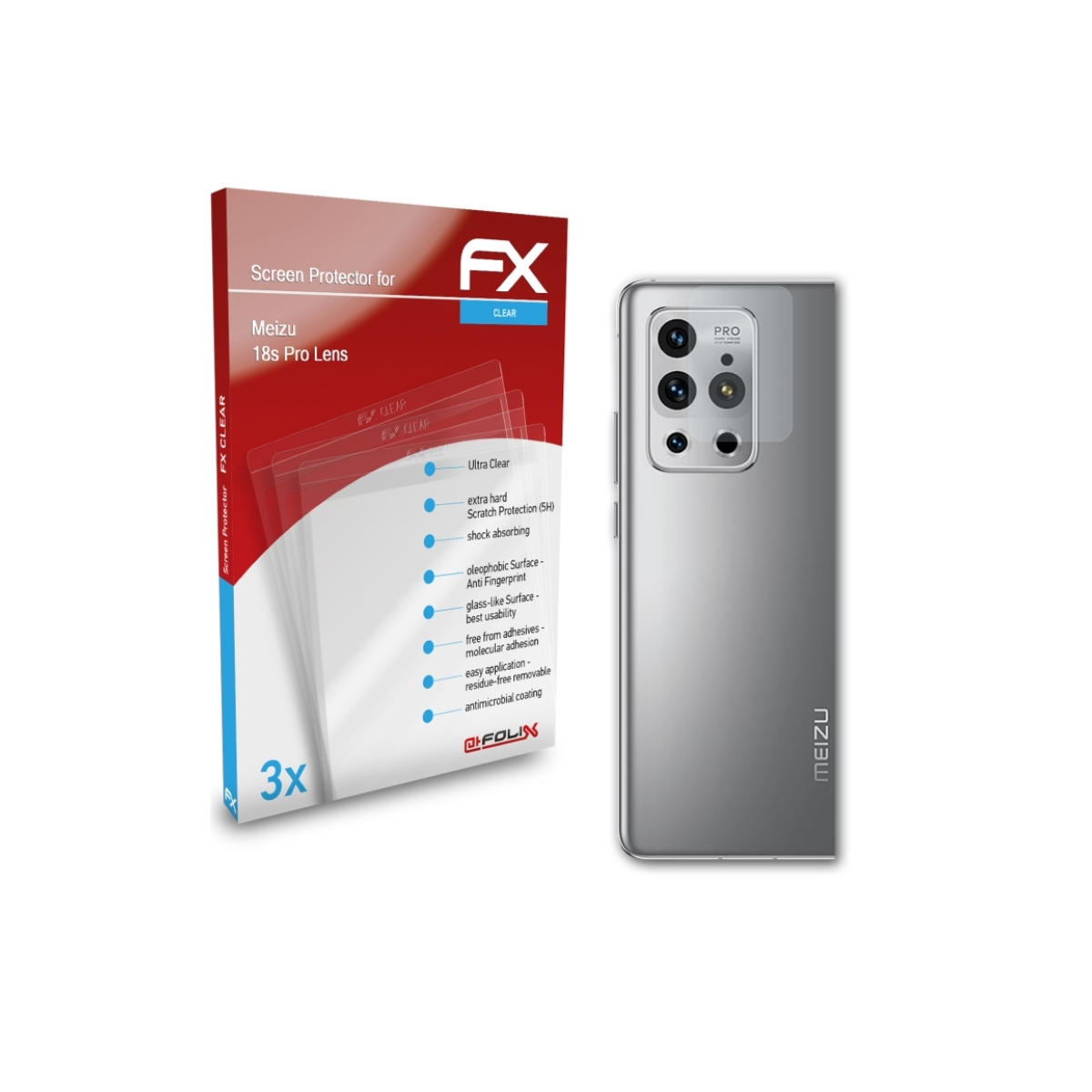 ATFOLIX 3x FX-Clear Displayschutz(für 18s Meizu Lens) Pro