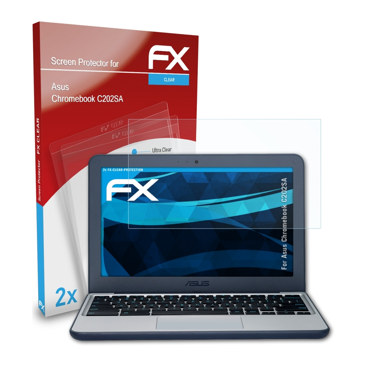 Asus Chromebook Displayschutz(für FX-Clear ATFOLIX C202SA) 2x