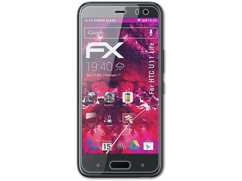 ATFOLIX FX-Hybrid-Glass Schutzglas(für HTC U11 Life)