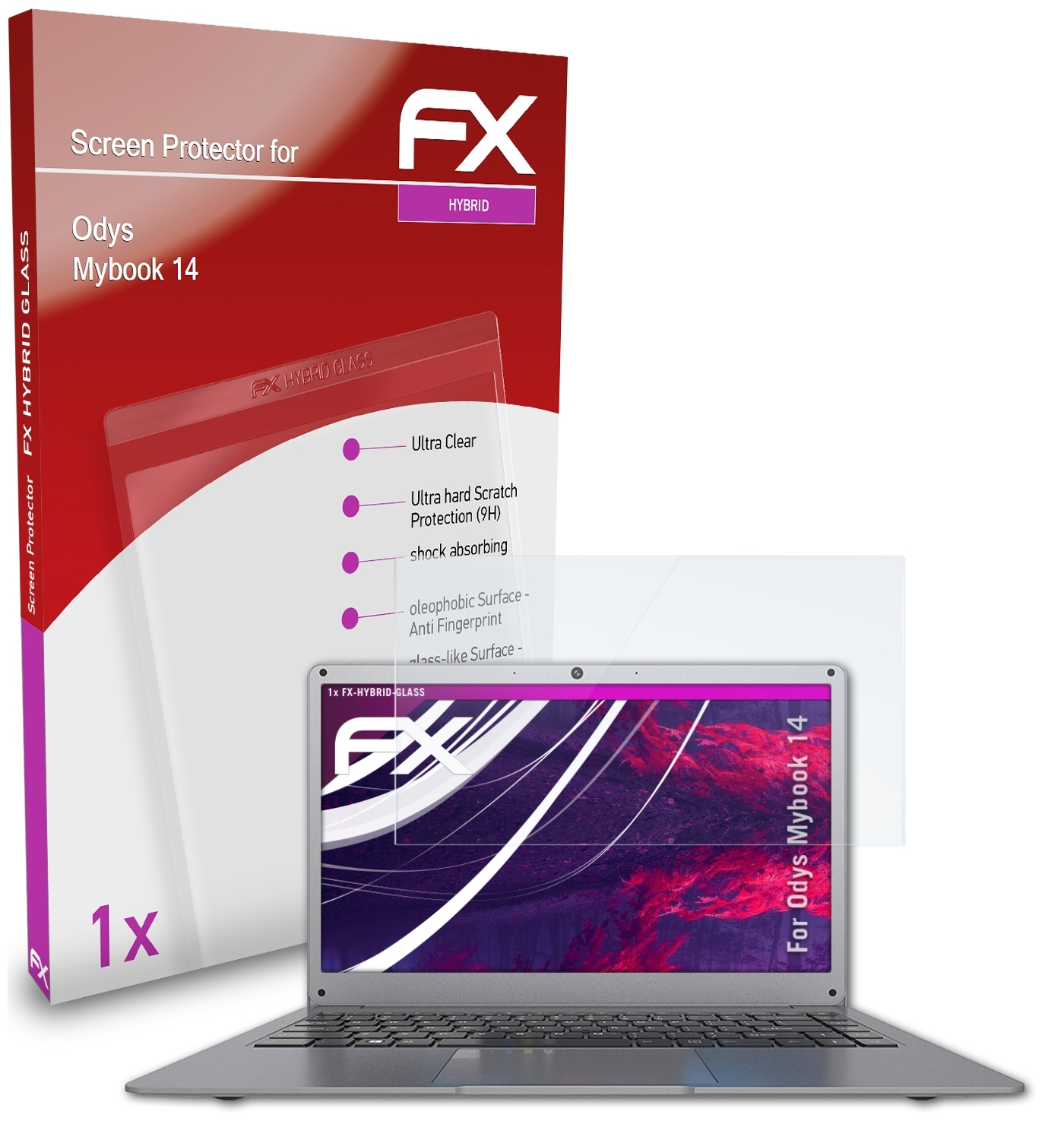 FX-Hybrid-Glass Mybook 14) ATFOLIX Schutzglas(für Odys