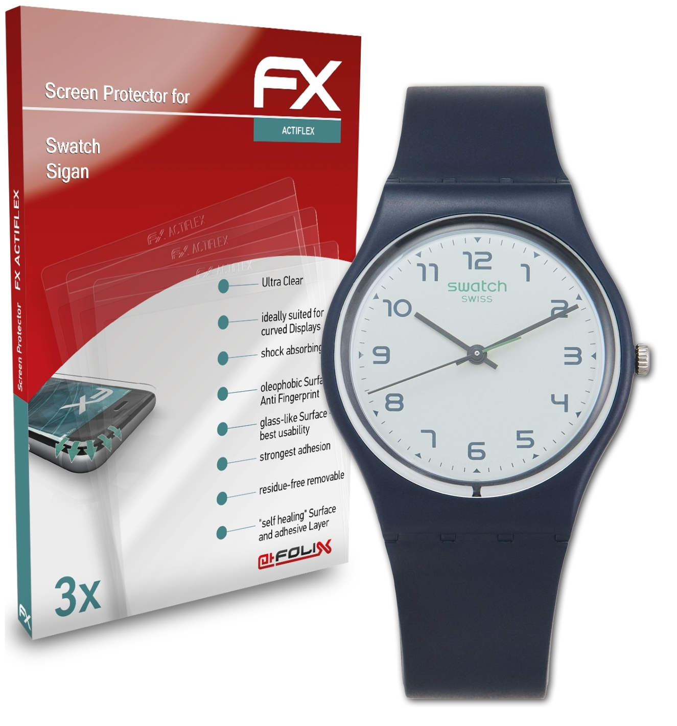 Swatch FX-ActiFleX ATFOLIX Displayschutz(für Sigan) 3x