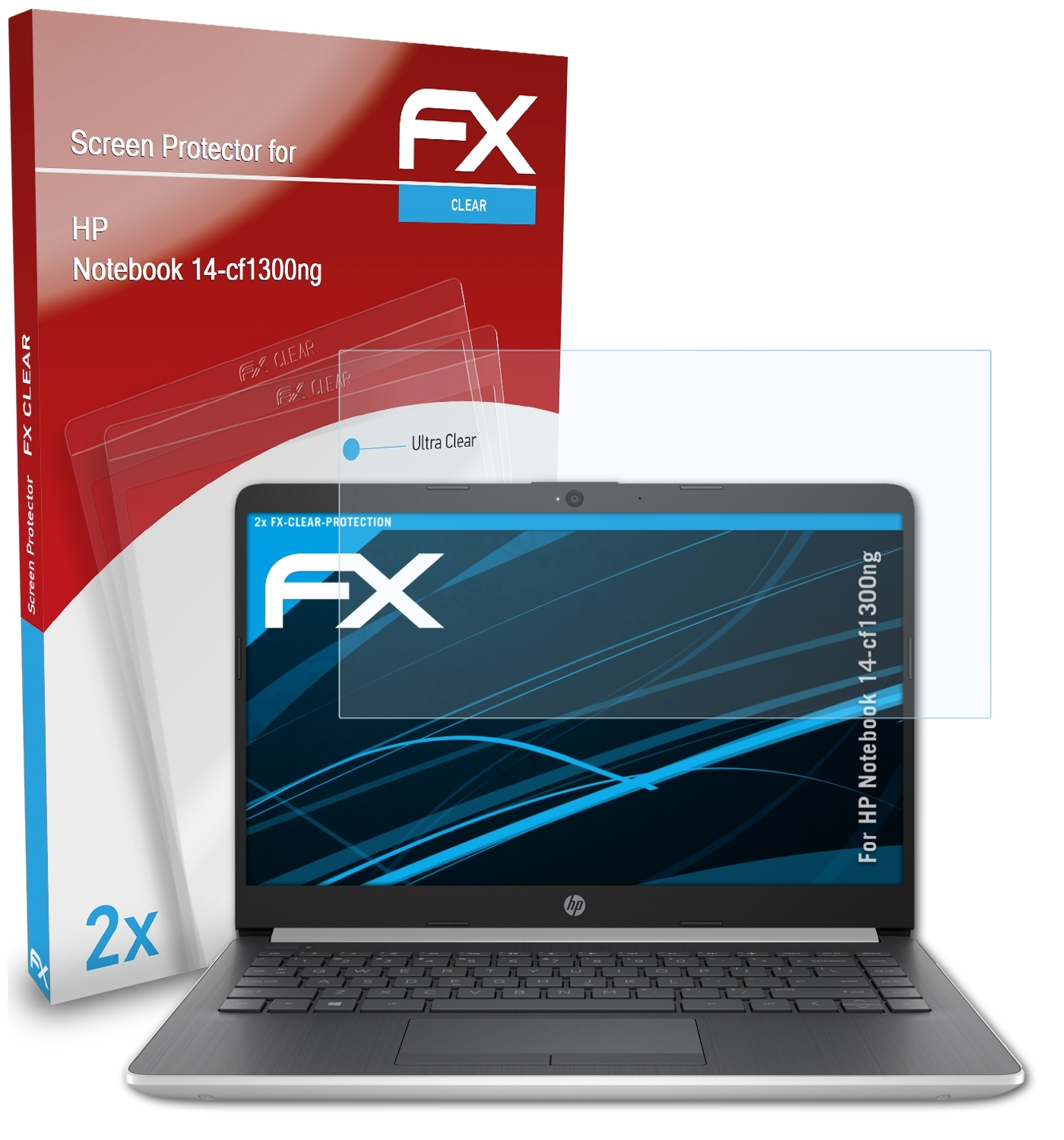 ATFOLIX 2x FX-Clear Displayschutz(für HP 14-cf1300ng) Notebook