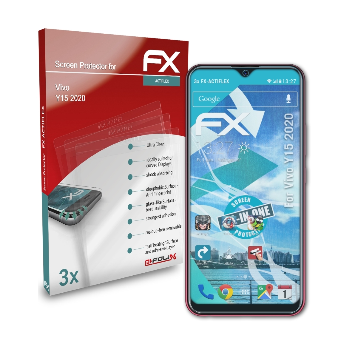 3x Displayschutz(für FX-ActiFleX 2020) ATFOLIX Y15 Vivo