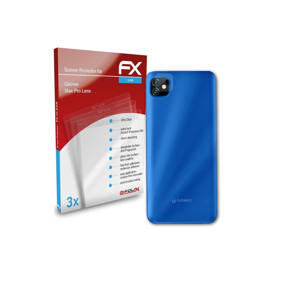 Pro Gionee Displayschutz(für Max Lens) ATFOLIX 3x FX-Clear