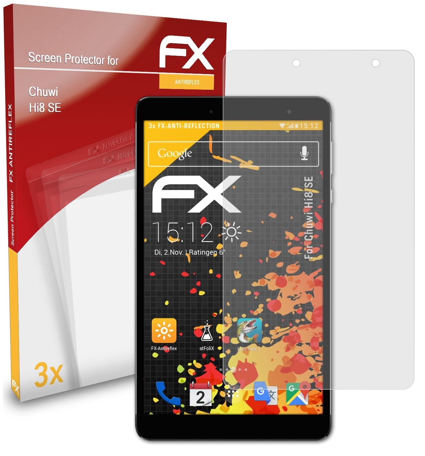 ATFOLIX 3x FX-Antireflex Displayschutz(für Chuwi Hi8 SE)