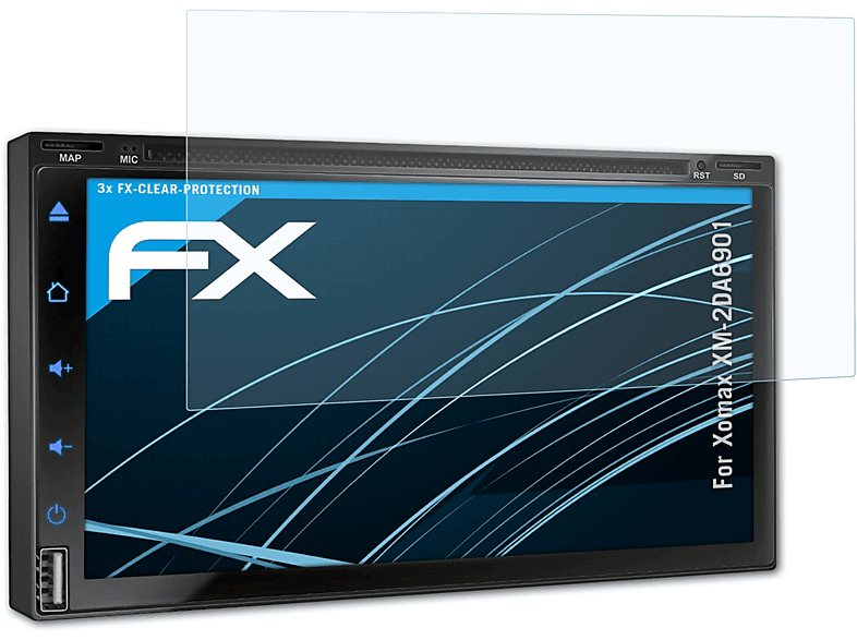 ATFOLIX 3x FX-Clear Displayschutz(für Xomax XM-2DA6901)