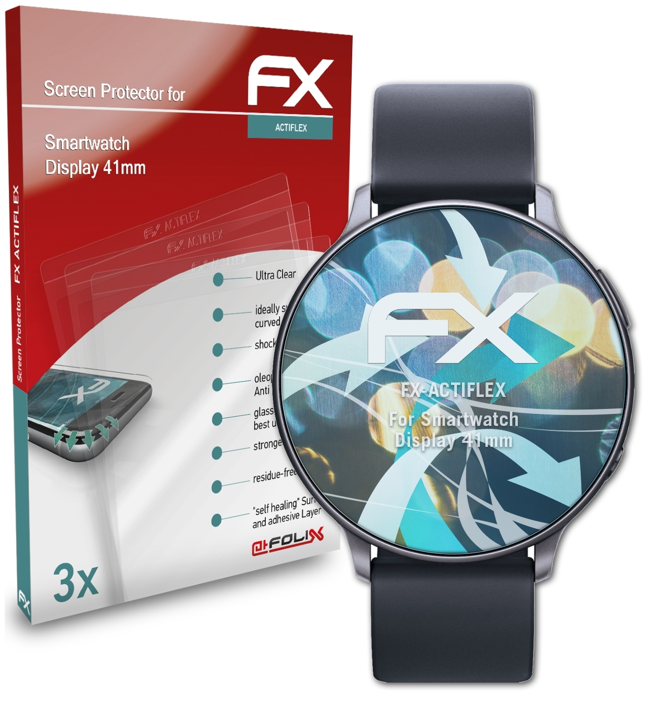 ATFOLIX 3x FX-ActiFleX Displayschutz(für Smartwatch Display (41mm))