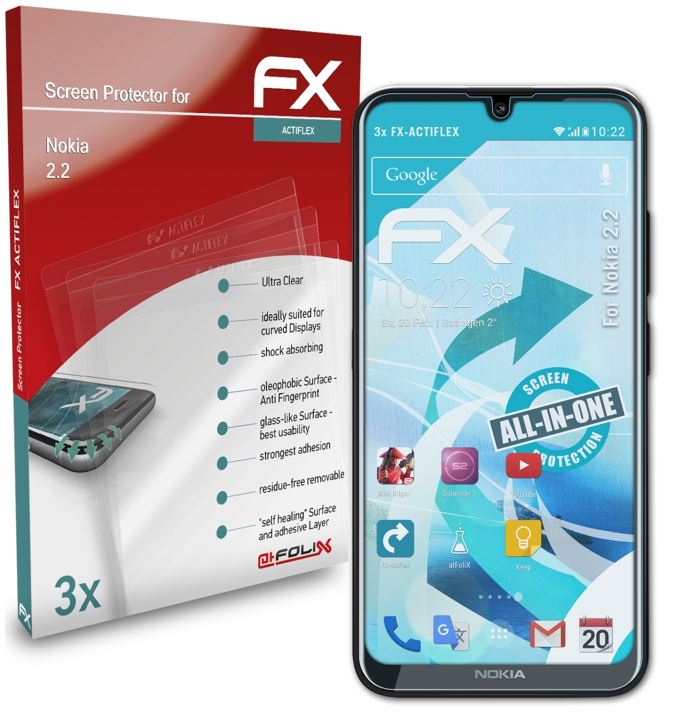 ATFOLIX 3x FX-ActiFleX 2.2) Displayschutz(für Nokia