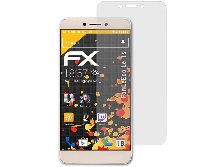 FX-Antireflex 3x 1s) Le Displayschutz(für ATFOLIX LeEco