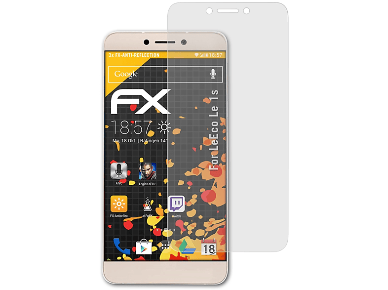 ATFOLIX 3x 1s) LeEco Le Displayschutz(für FX-Antireflex