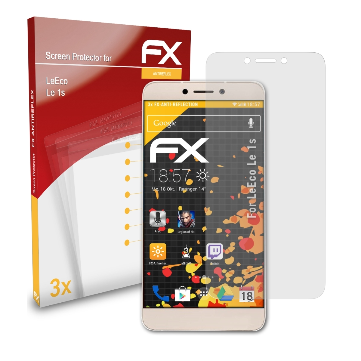 ATFOLIX 3x Displayschutz(für LeEco Le FX-Antireflex 1s)