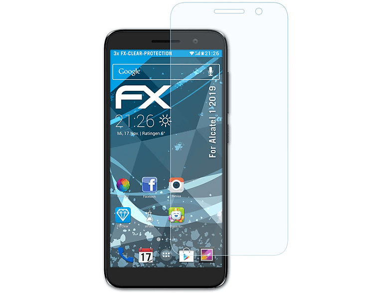 3x FX-Clear (2019)) Alcatel 1 Displayschutz(für ATFOLIX
