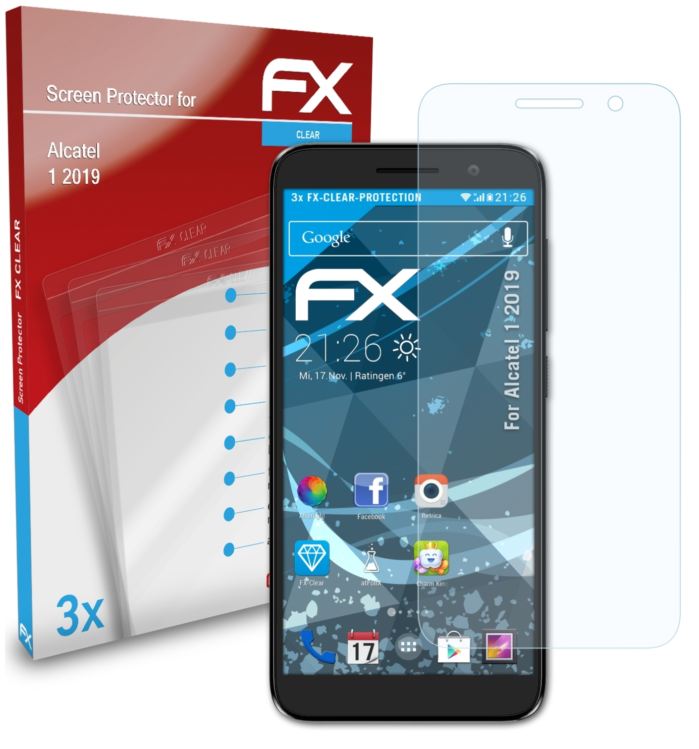3x FX-Clear (2019)) Alcatel 1 Displayschutz(für ATFOLIX