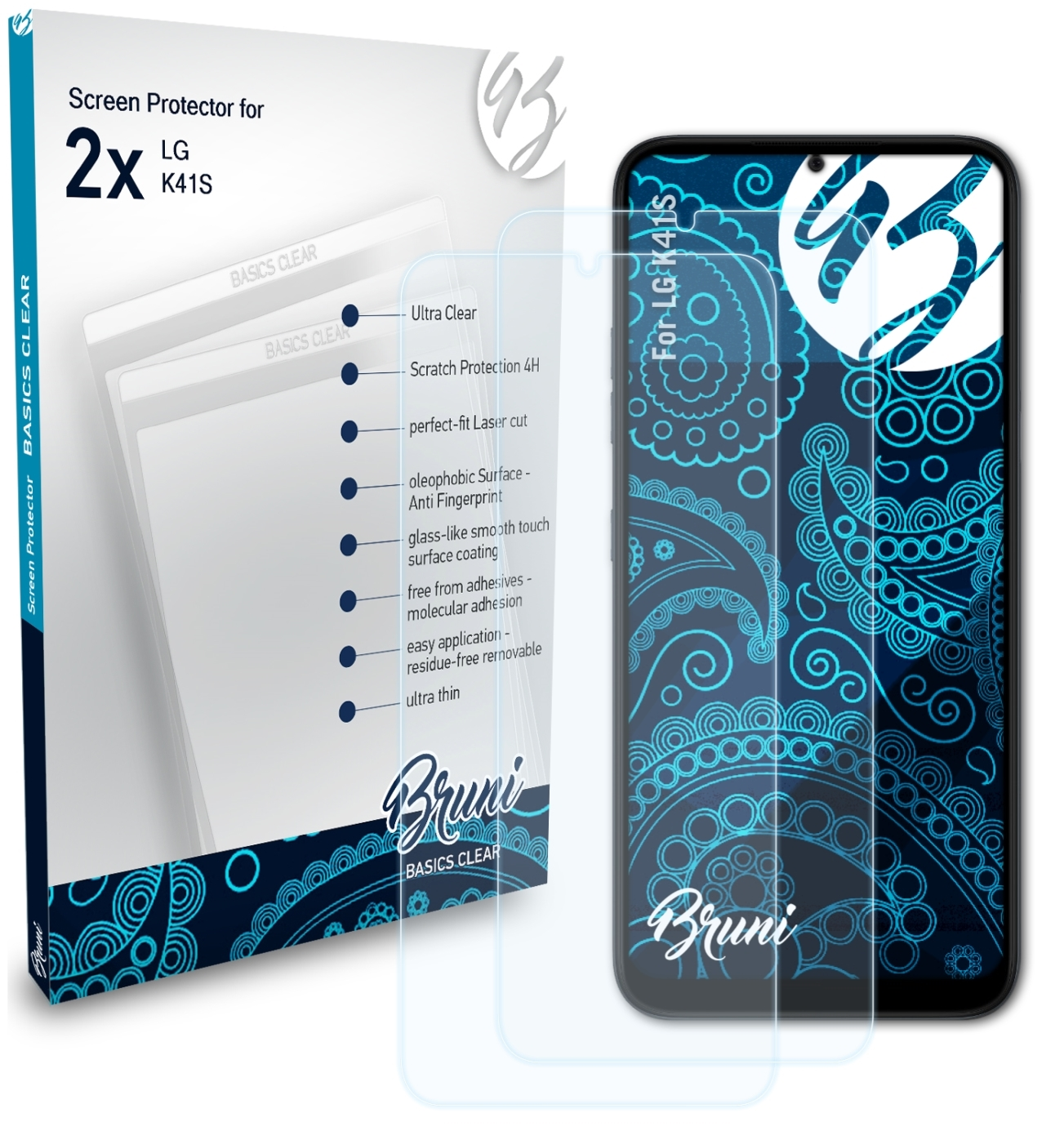 BRUNI 2x Basics-Clear Schutzfolie(für LG K41S)