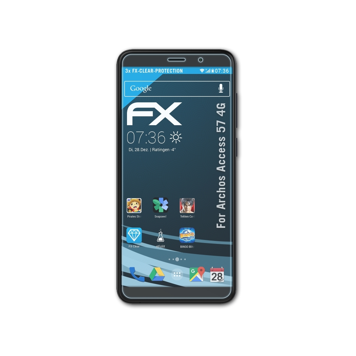 ATFOLIX 3x FX-Clear Displayschutz(für Archos 57 4G) Access