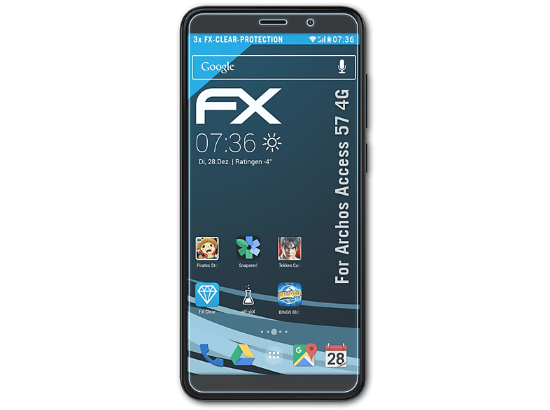 3x Access Archos 57 4G) Displayschutz(für ATFOLIX FX-Clear