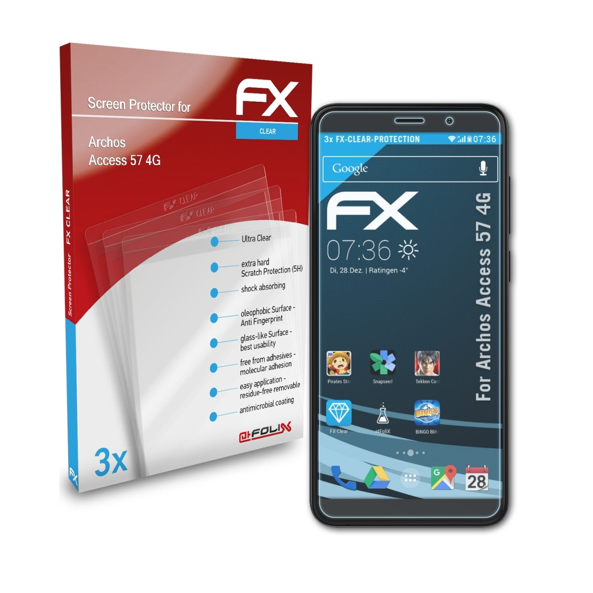 FX-Clear Displayschutz(für Access 57 Archos 4G) 3x ATFOLIX