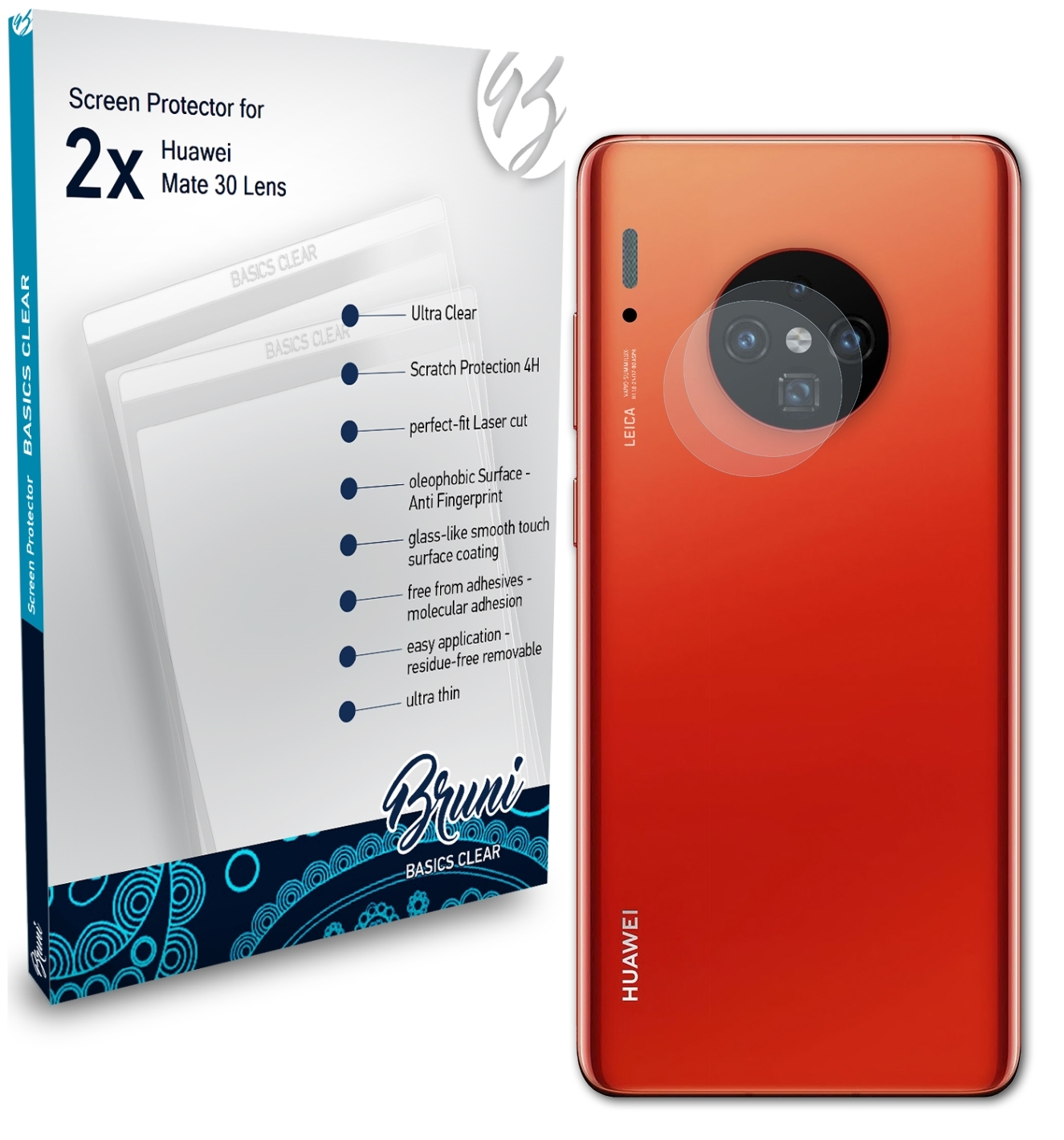 BRUNI 2x Basics-Clear Mate (Lens)) 30 Schutzfolie(für Huawei