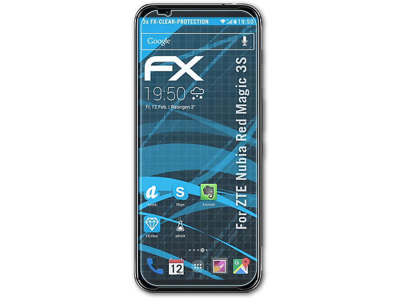 ATFOLIX 3x FX-Clear Displayschutz(für ZTE Nubia Red Magic 3S)