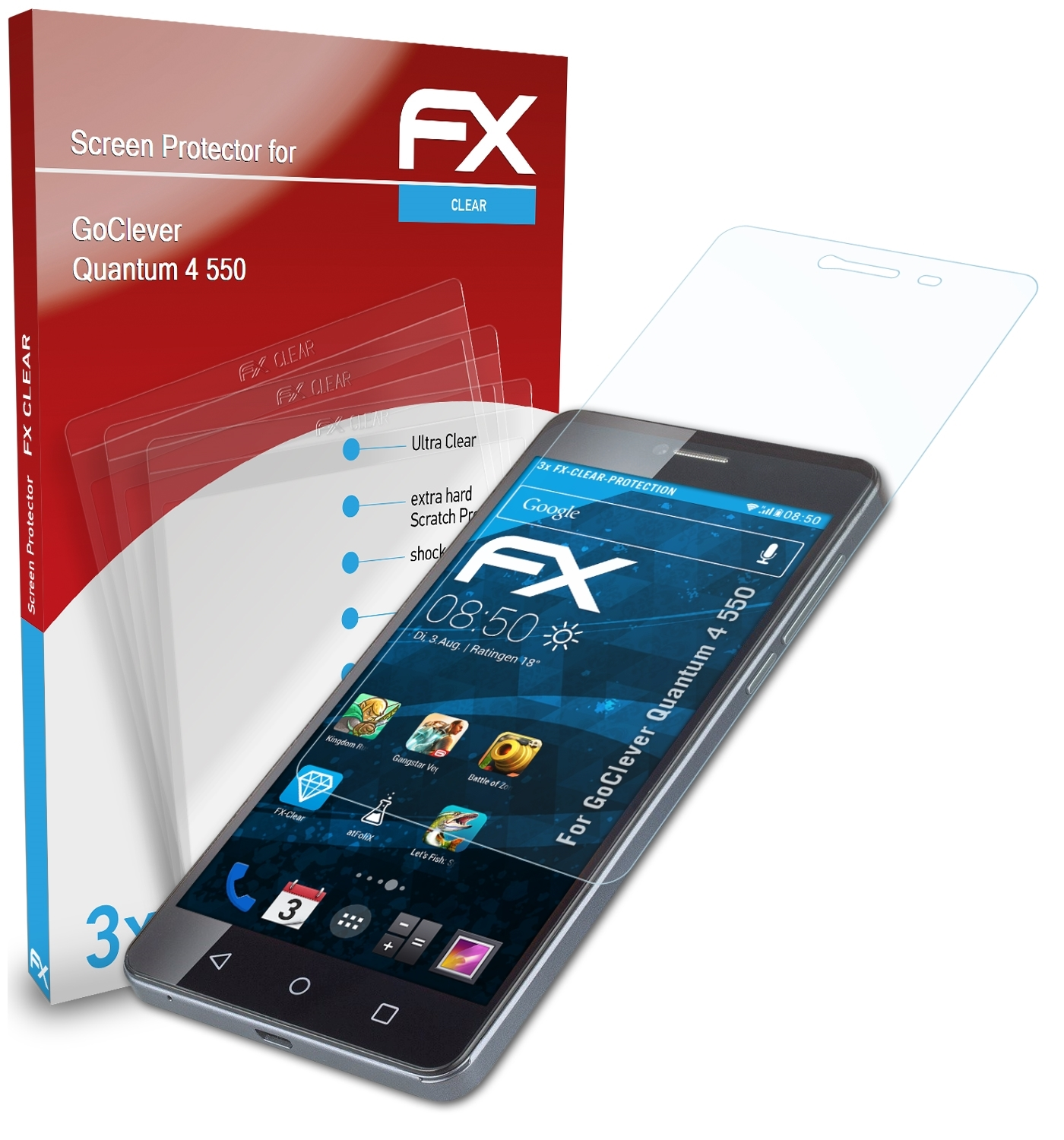 ATFOLIX 3x FX-Clear Quantum GoClever Displayschutz(für 550) 4