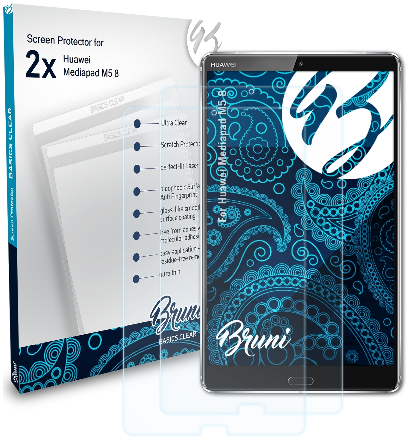 Basics-Clear Huawei 2x 8) BRUNI Mediapad Schutzfolie(für M5