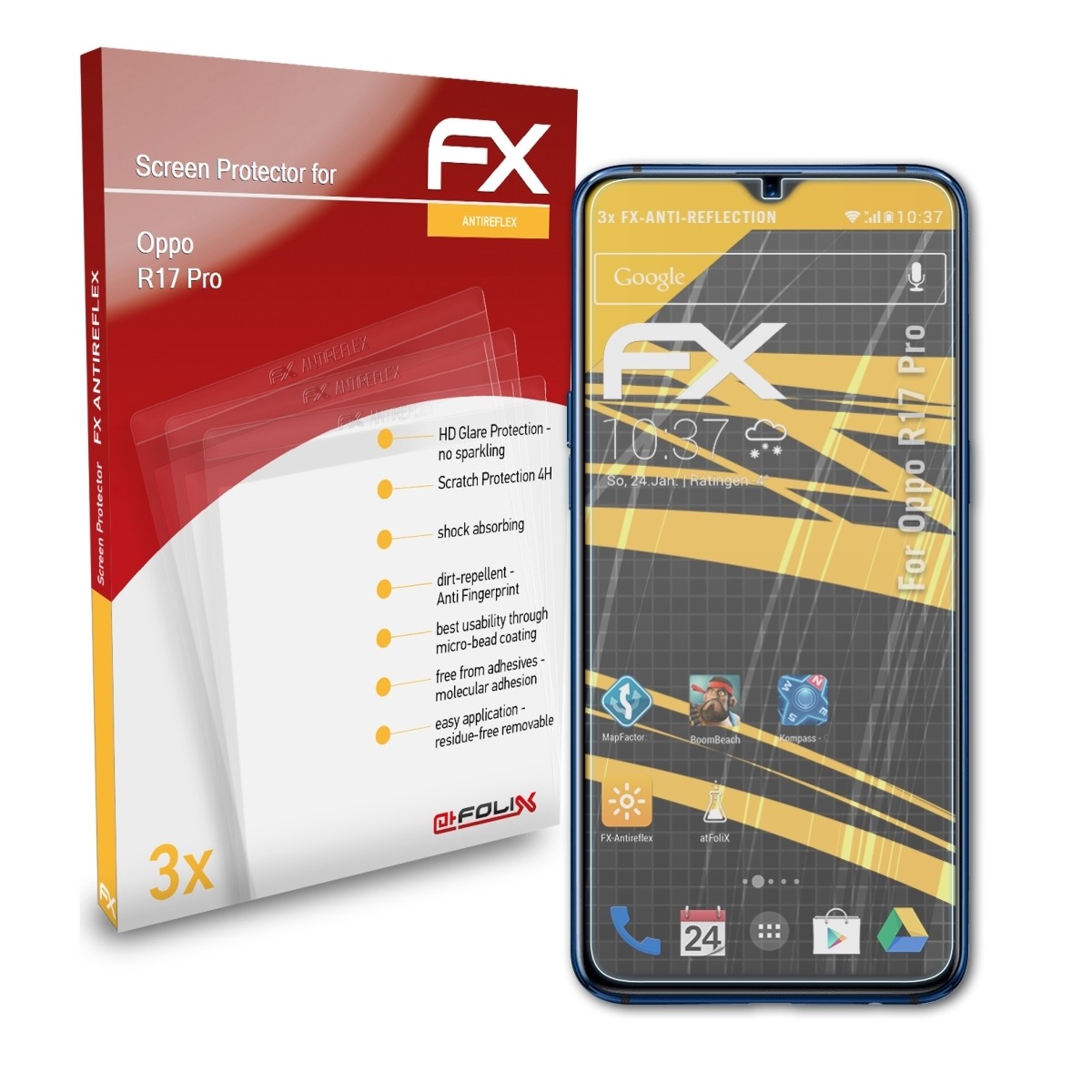ATFOLIX 3x FX-Antireflex Pro) Displayschutz(für R17 Oppo