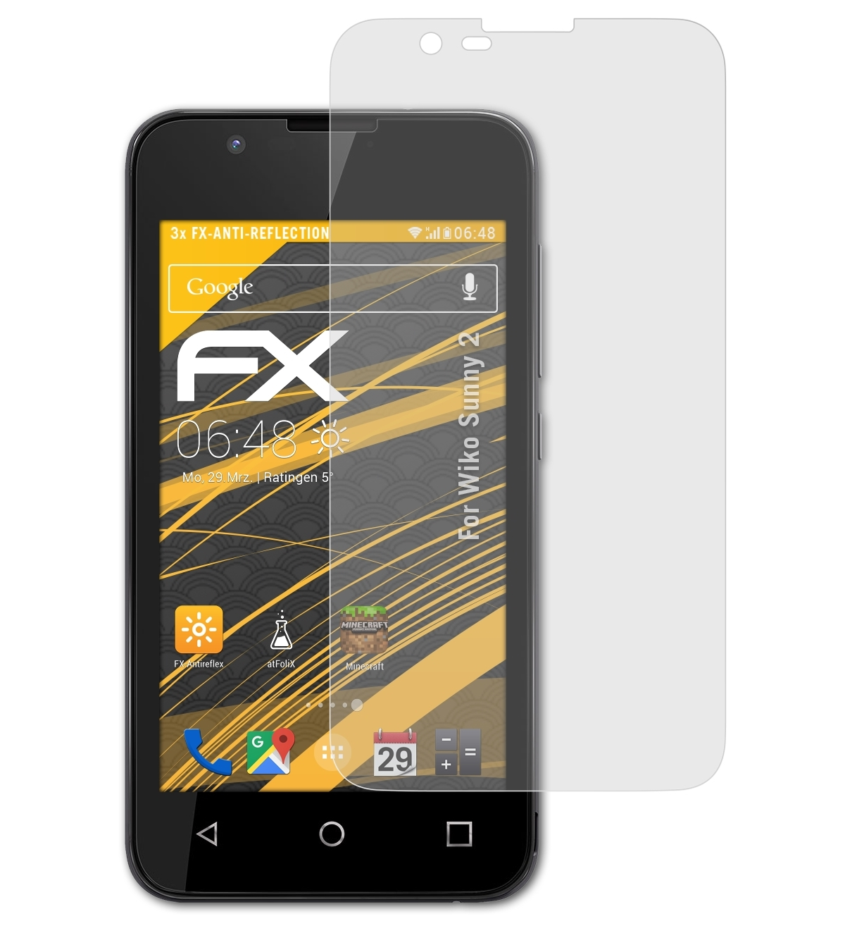 Wiko 3x Sunny FX-Antireflex 2) Displayschutz(für ATFOLIX