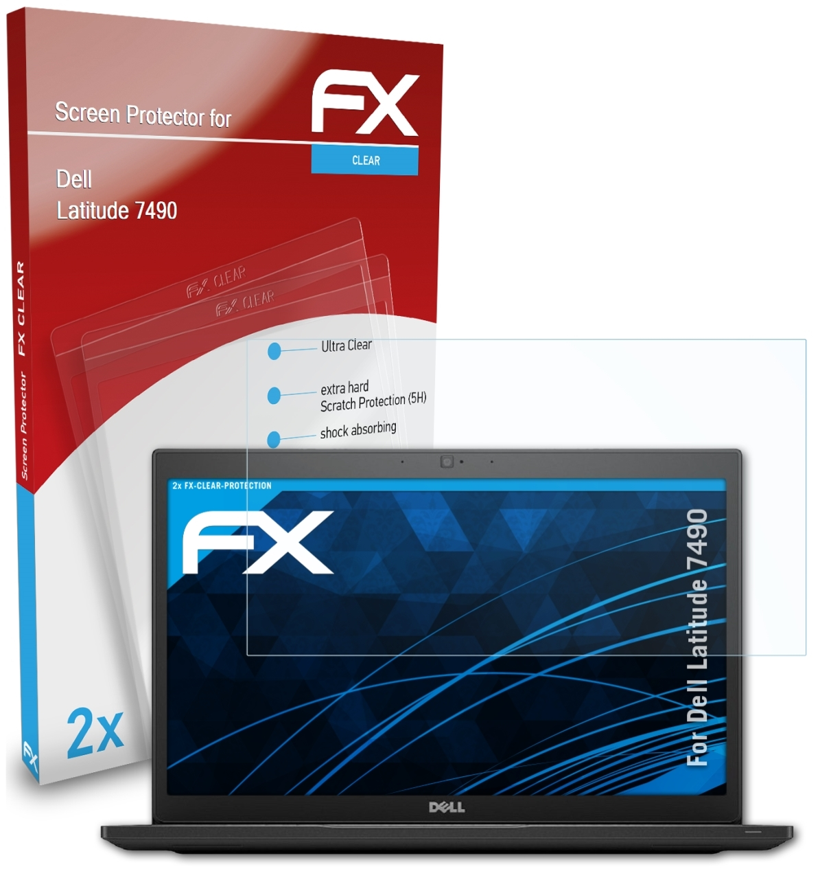 ATFOLIX FX-Clear 7490) Latitude Dell 2x Displayschutz(für