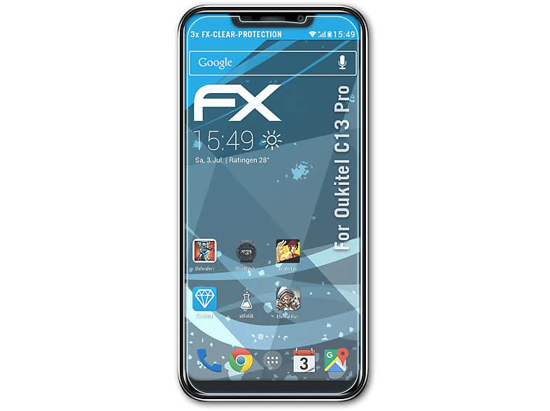 ATFOLIX 3x FX-Clear Displayschutz(für Oukitel C13 Pro)