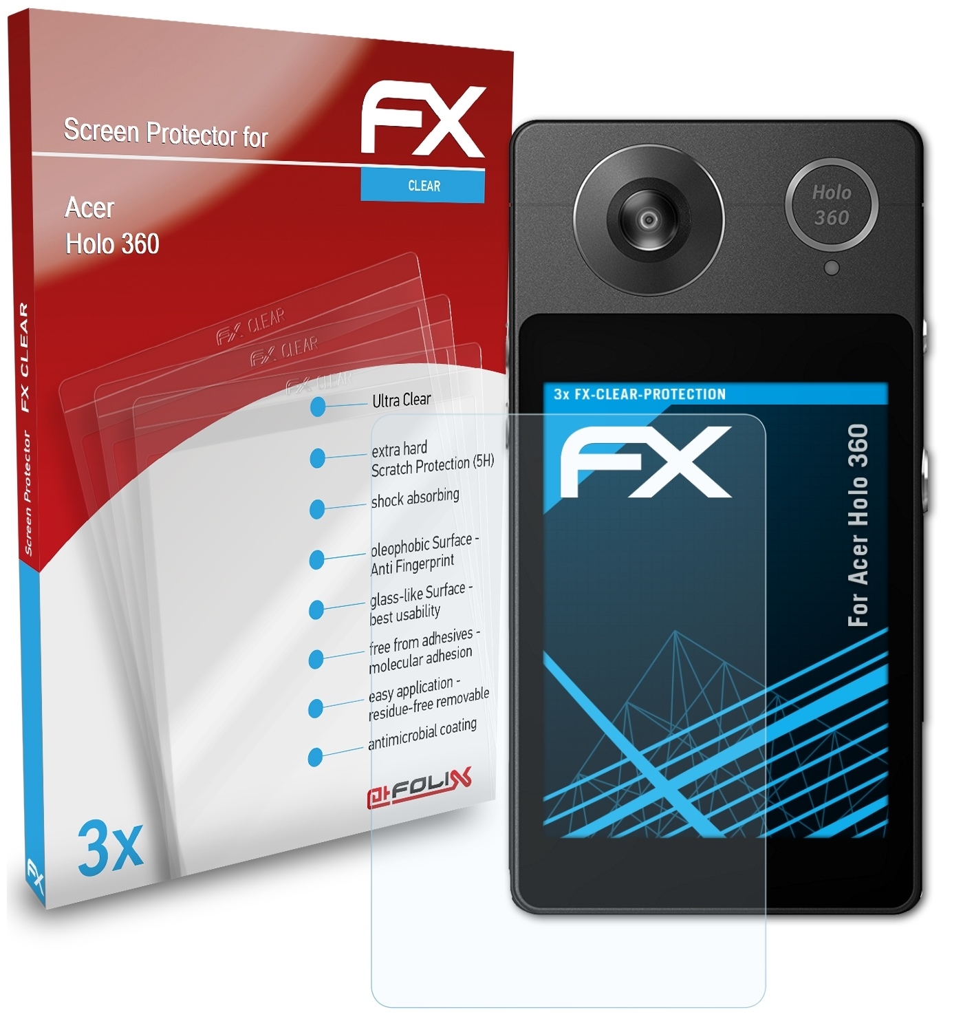 ATFOLIX 3x FX-Clear Acer Displayschutz(für 360) Holo