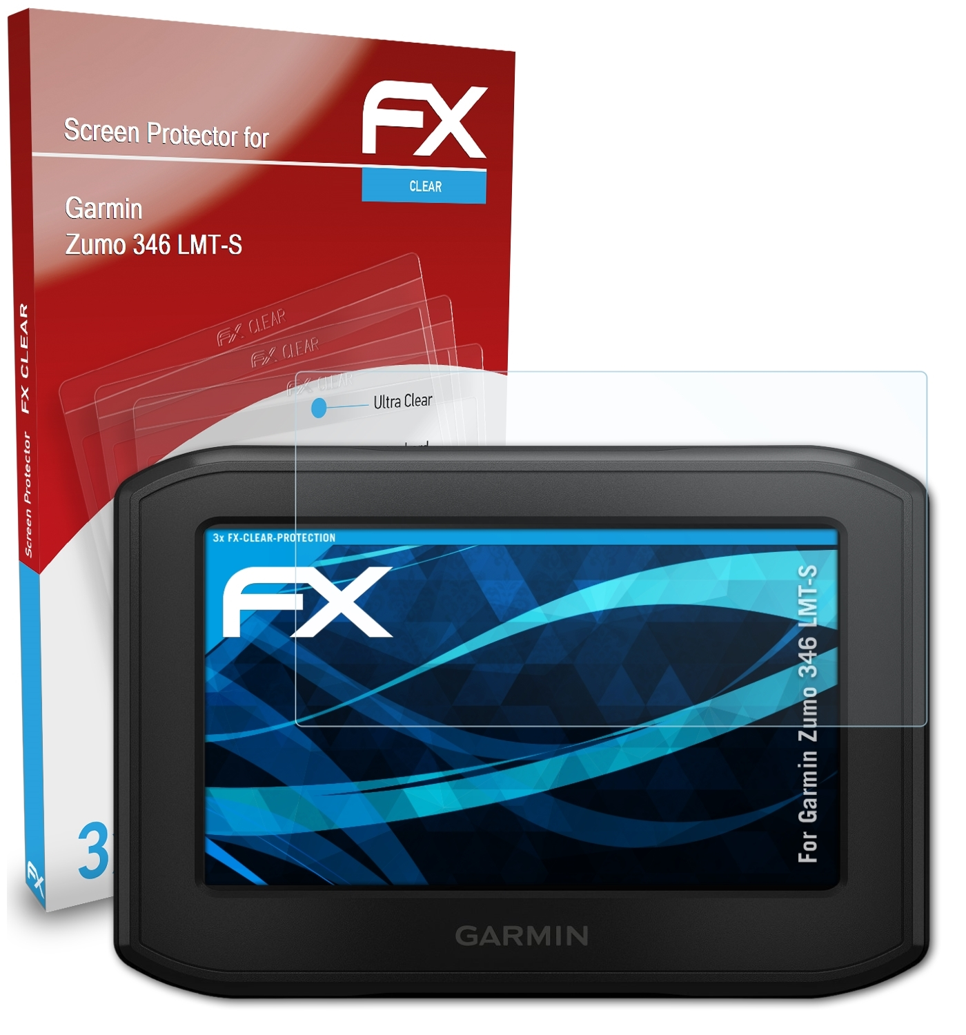 3x Garmin Zumo LMT-S) FX-Clear Displayschutz(für ATFOLIX 346
