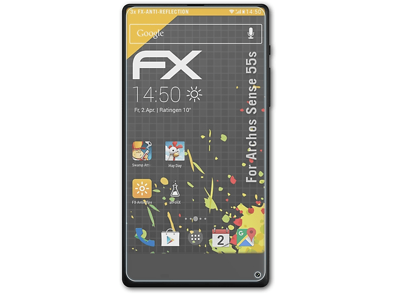 ATFOLIX 3x FX-Antireflex Displayschutz(für Sense Archos 55s)