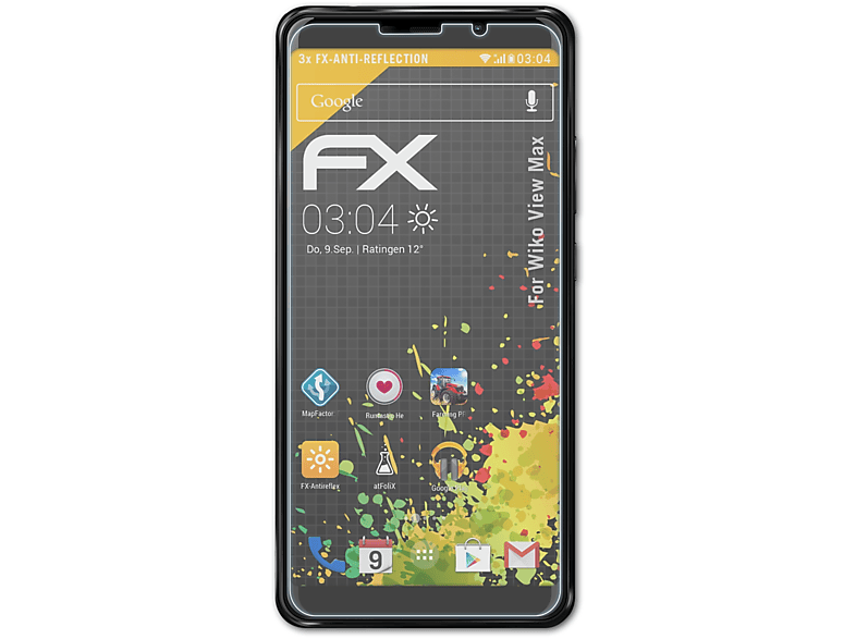ATFOLIX 3x FX-Antireflex Displayschutz(für Wiko View Max)