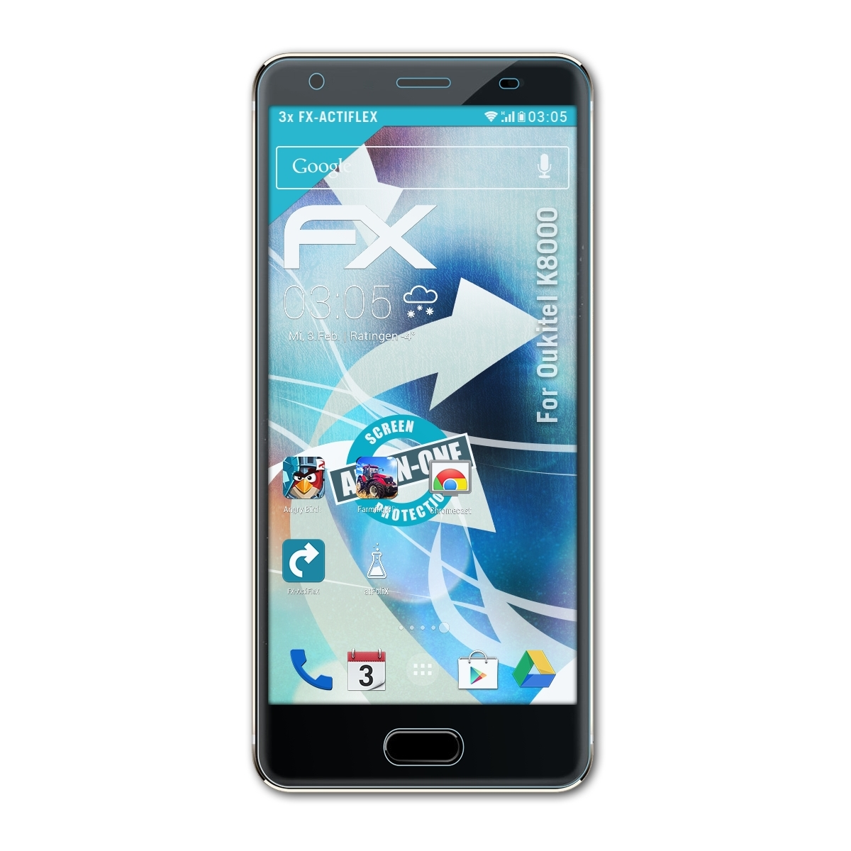 Oukitel Displayschutz(für 3x FX-ActiFleX K8000) ATFOLIX