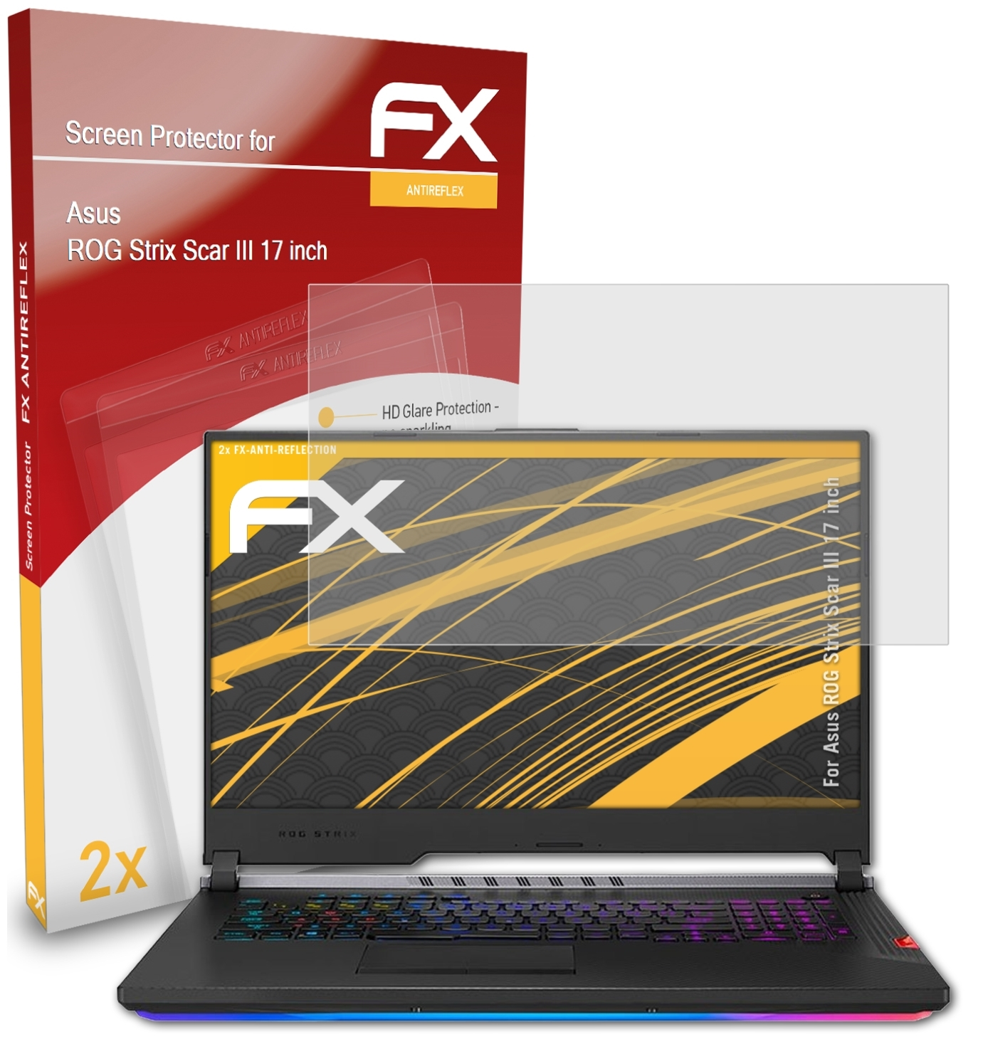 ATFOLIX 2x FX-Antireflex Displayschutz(für Asus Scar Strix III (17 inch)) ROG