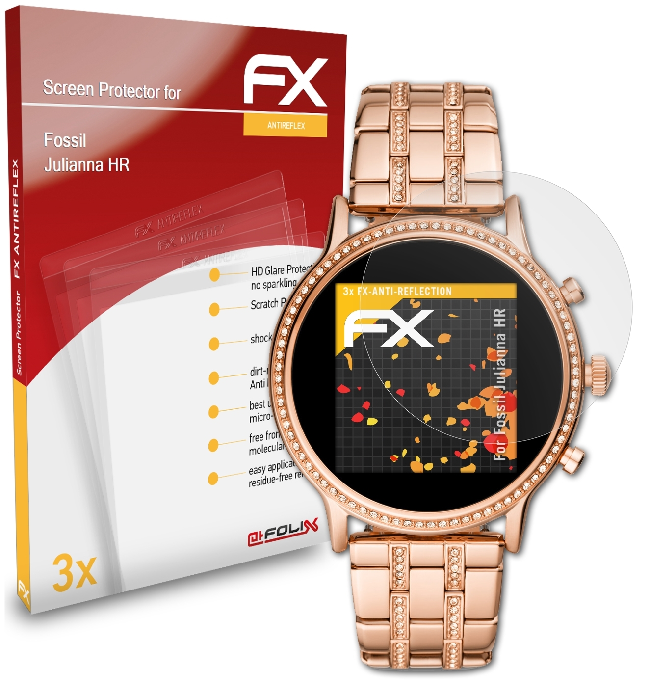 ATFOLIX FX-Antireflex 3x Fossil Julianna HR) Displayschutz(für